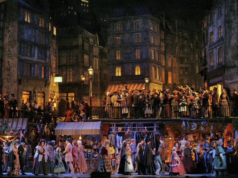A scene from Act II of Puccini’s “La Bohème.” Photo: Ken Howard/Metropolitan Opera
